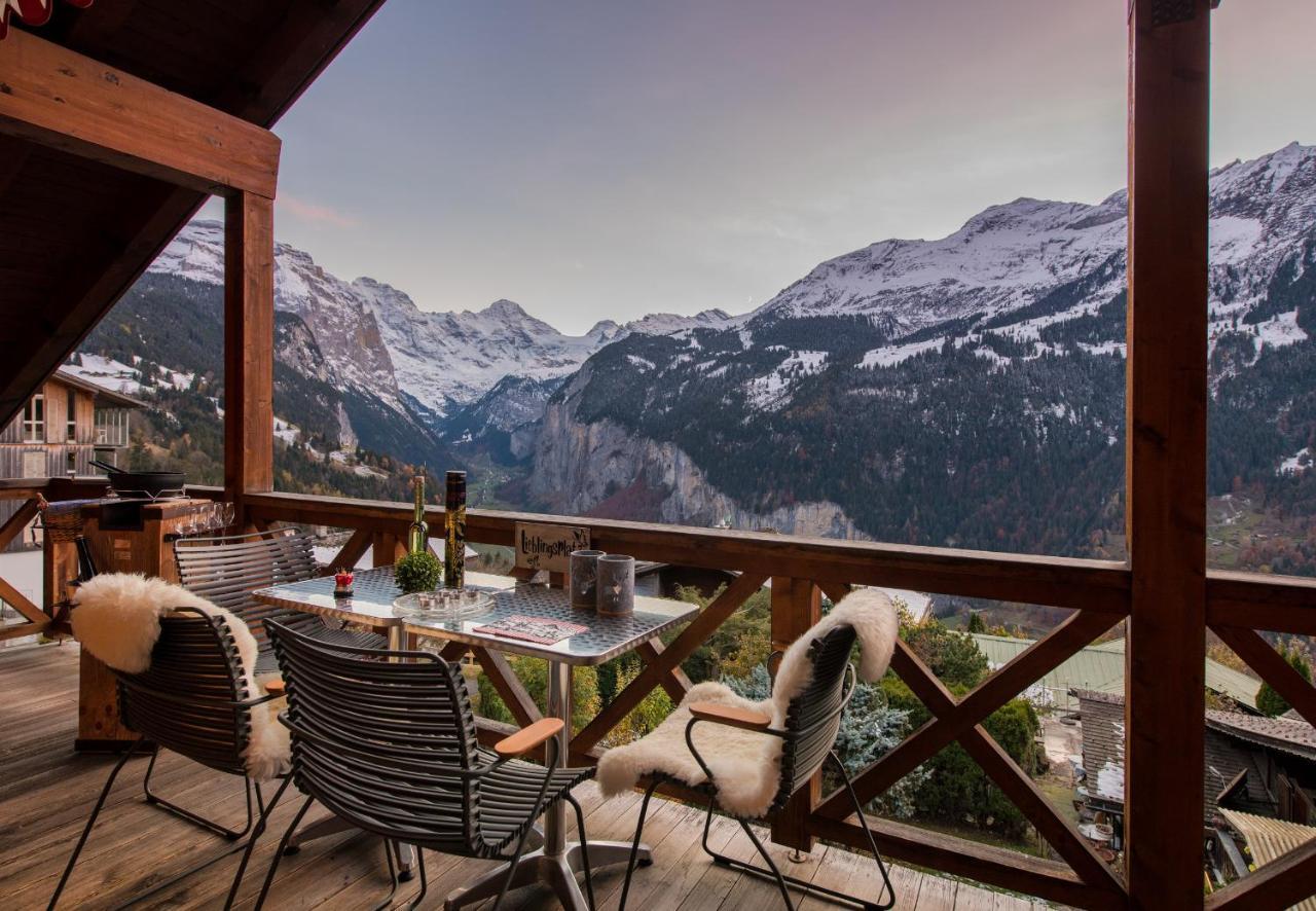 Chalet Rose Penthouse Wengen Bagian luar foto