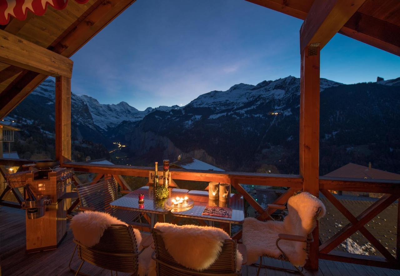 Chalet Rose Penthouse Wengen Bagian luar foto