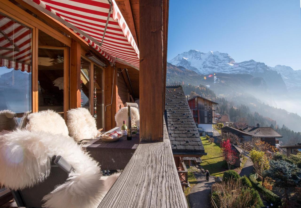Chalet Rose Penthouse Wengen Bagian luar foto