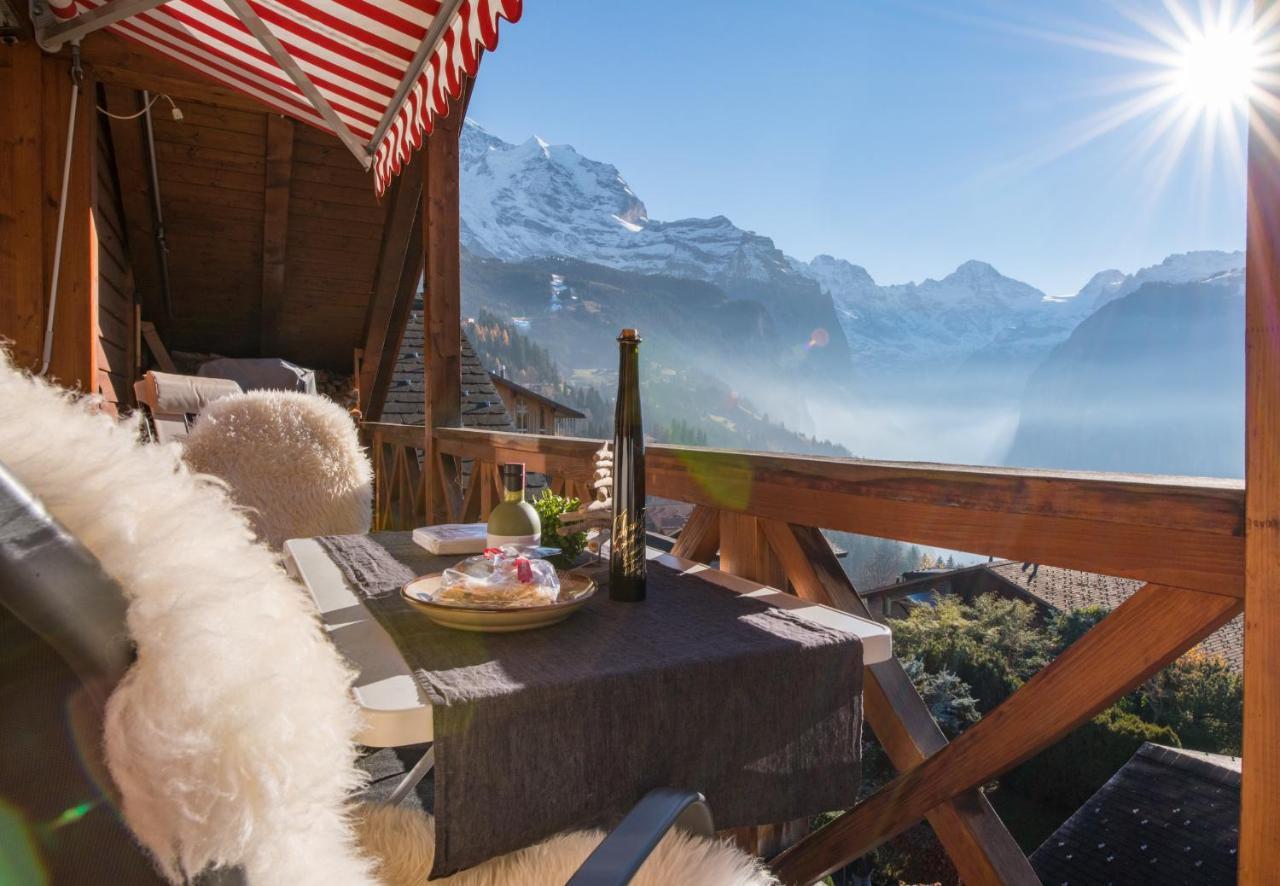 Chalet Rose Penthouse Wengen Bagian luar foto