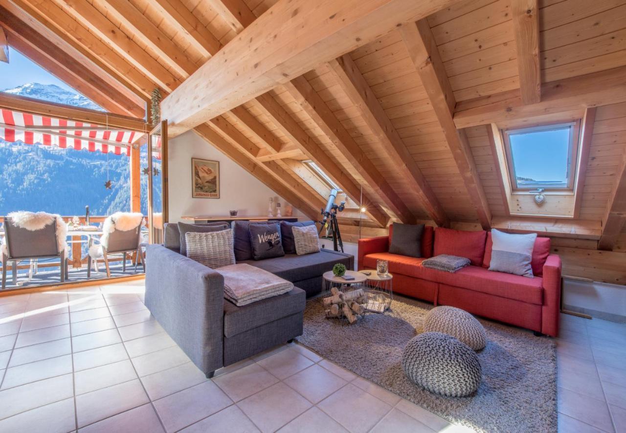 Chalet Rose Penthouse Wengen Bagian luar foto