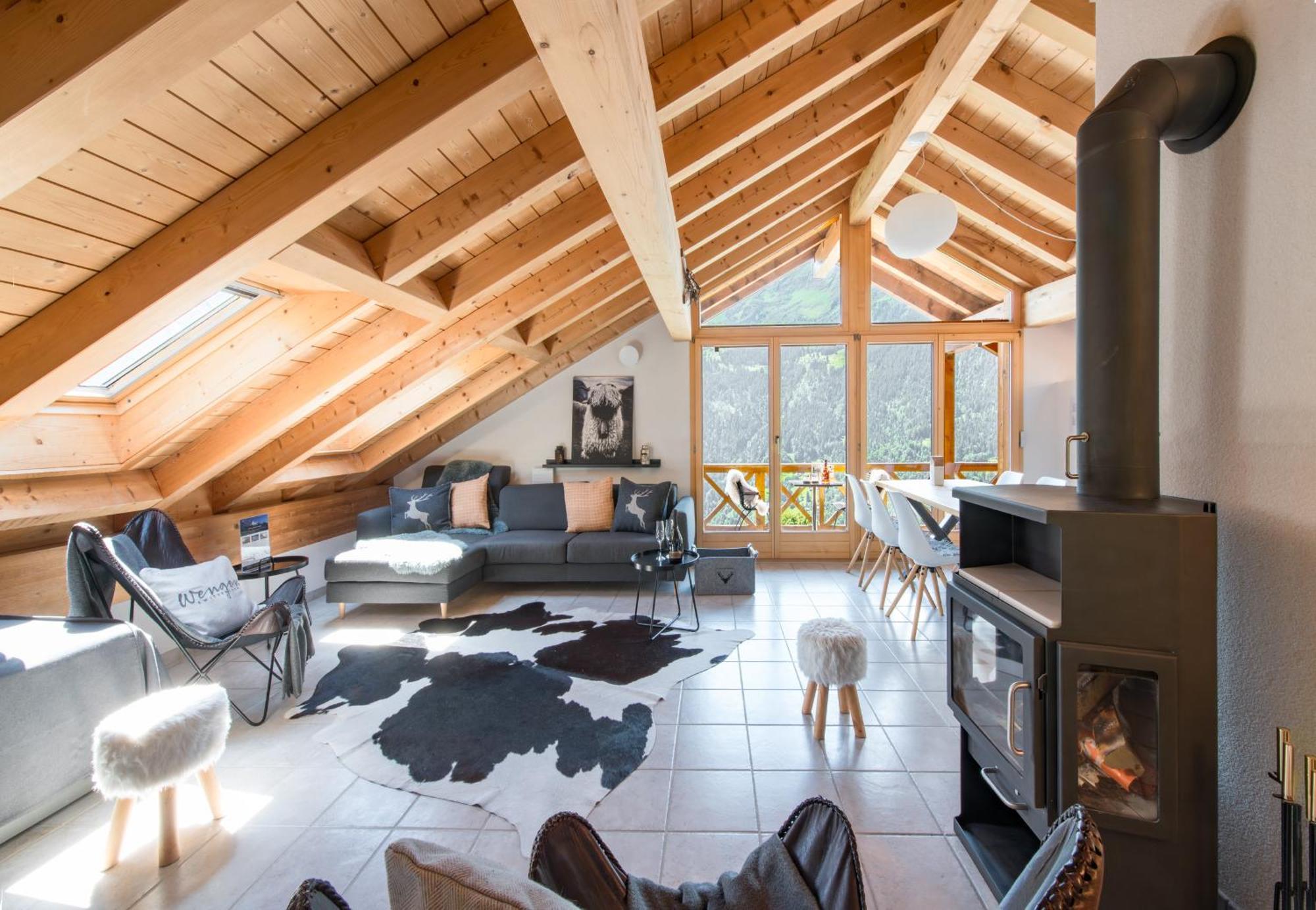 Chalet Rose Penthouse Wengen Bagian luar foto